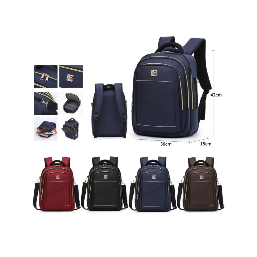 Mochila Notebook Faculdade Zíper Dourado Feminina Masculina Bolsa Prova D'água C/ Alça Laptop XIAOBANG X-6005