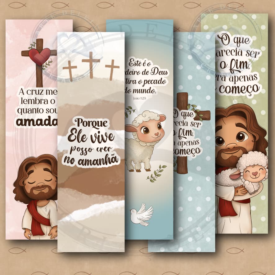 100 unidades - Marcador De Páginas -Cristo Vive - Mensagens Bíblicas, Motivacional -Cordeiro de Deus