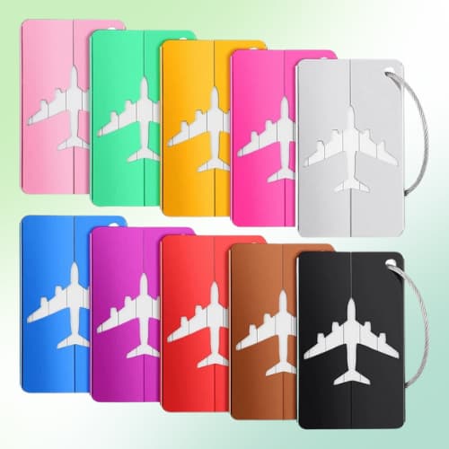 1 Tag para Mala em Alumínio Identificador de Bagagem Mochila Bolsa Cores - c/ Cabo de Aço