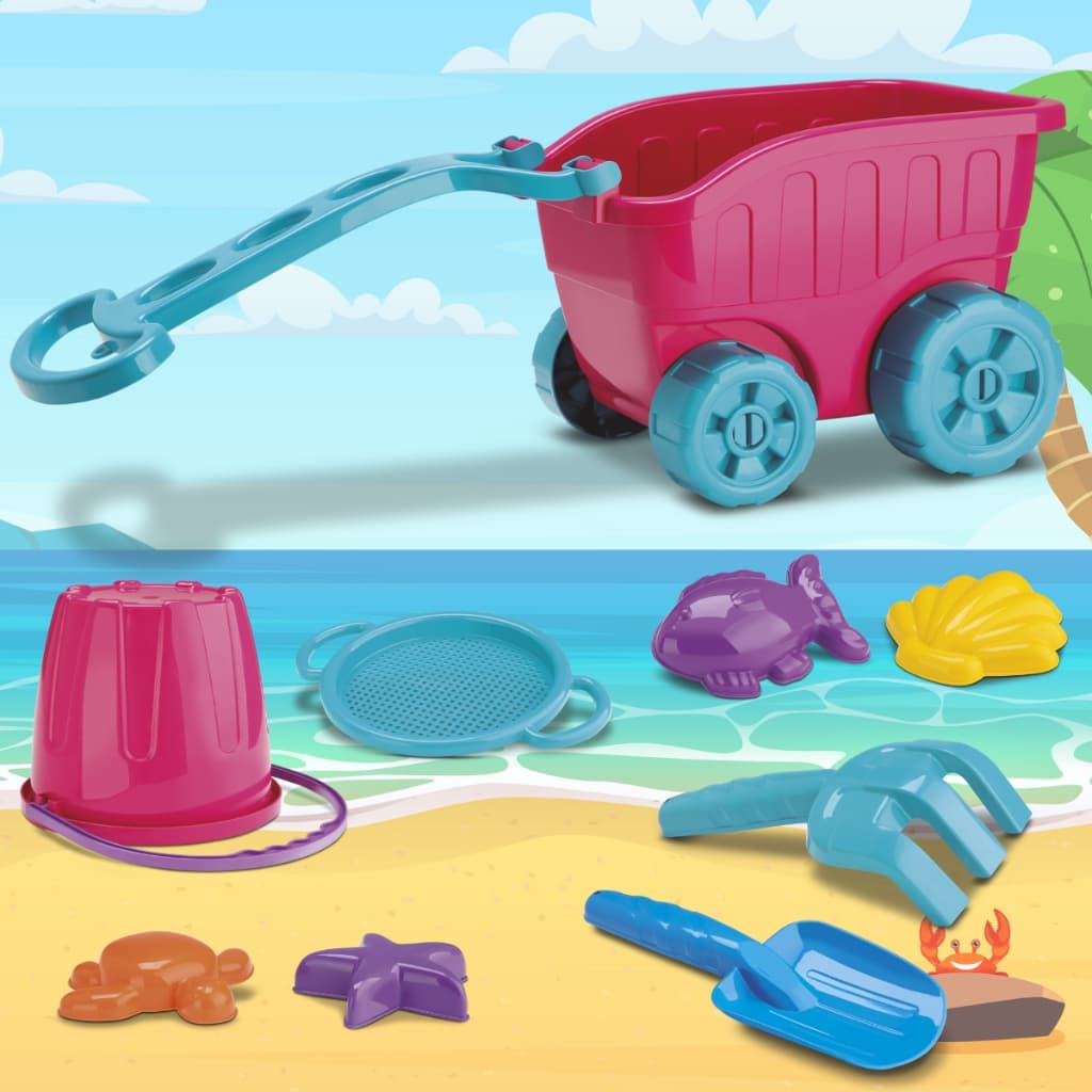 Carriola de Praia Areia Sitio Infantil Divertoys Rosa ou Laranja Baldinho Pázinha Forminhas