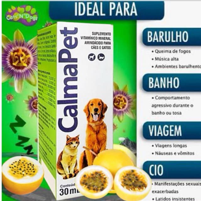 Calmante e Tranquilizante Calmapet 30ml Calmante Natural Para Cães E Gatos - Acalma e Relaxa.