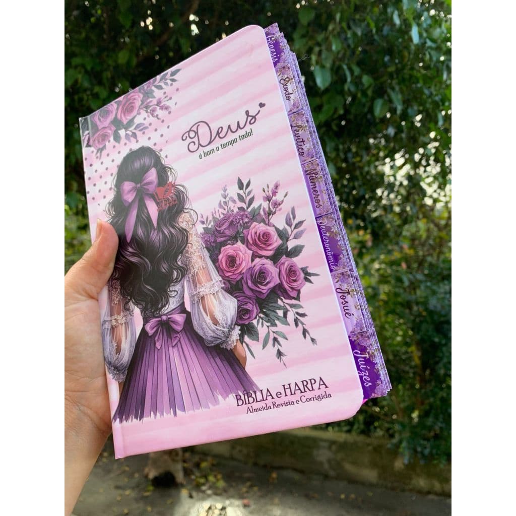 Abas adesivas roxo para biblia com marcação de coração