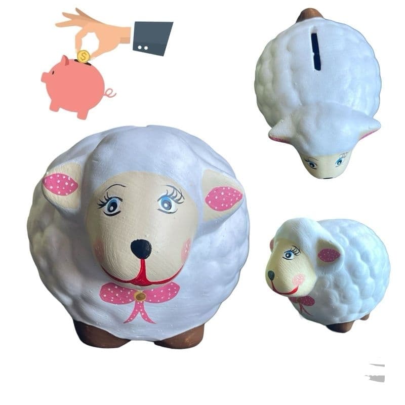 Cofre Cofrinho Ovelhinha Decoração Produto Artesanal Pintado Finança Dinheiro Moeda Economia