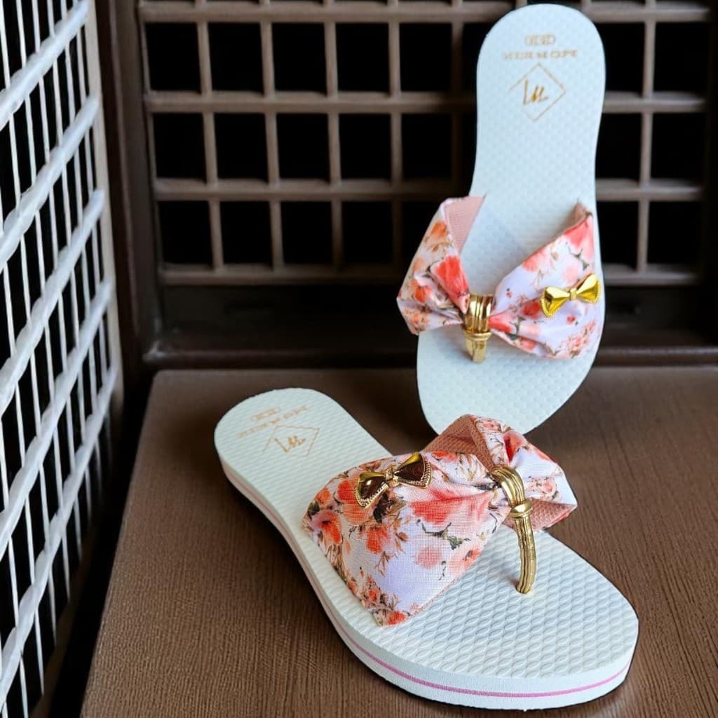 Chinelo Sandália Feminina Laço Pano Tecido Estampado Rasteirinha Floral