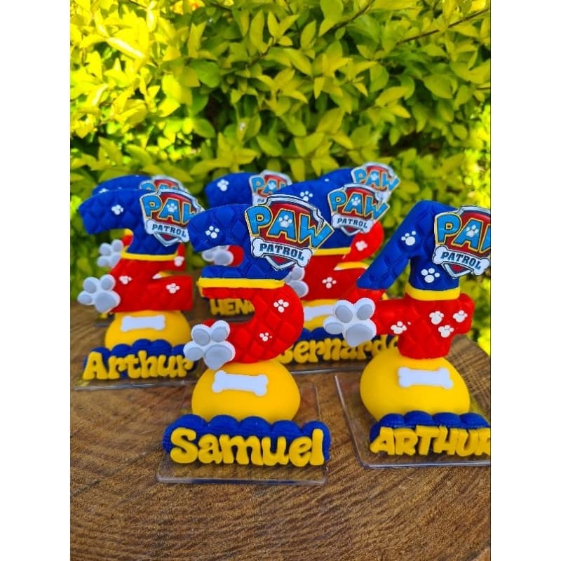 Vela de biscuit patrulha canina personalizada com nome