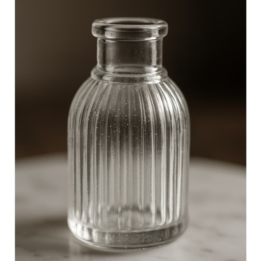 Mini Vaso de Vidro Lines 9,5cm Transparente Decoração Moderna Sala Flores