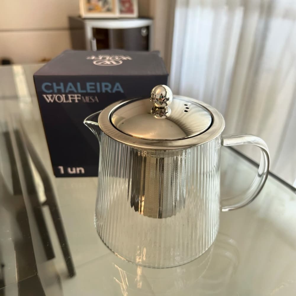 Chaleira Bule Vidro Com Infusor Inox Pode Ir Ao Fogo Wolff