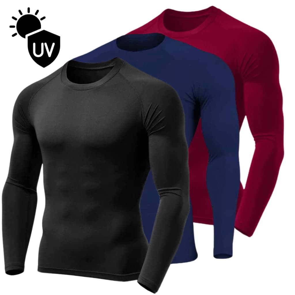 Kit 2 Camisas Térmica Proteção Uv 50+ Segunda Pele Camiseta Blusa Malha Fria Unissex Academia Manga