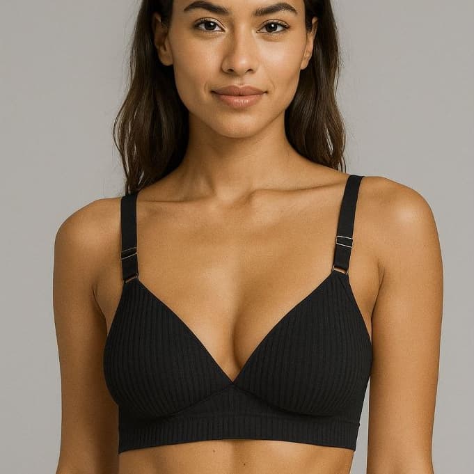 Sutiã Top com Bojo Canelado Alças Reguláveis