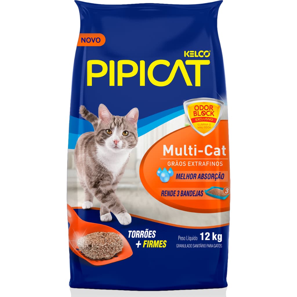 Areia Pipicat Multi-Cat Odor Block Areia Higiênica para Gatos 12kg
