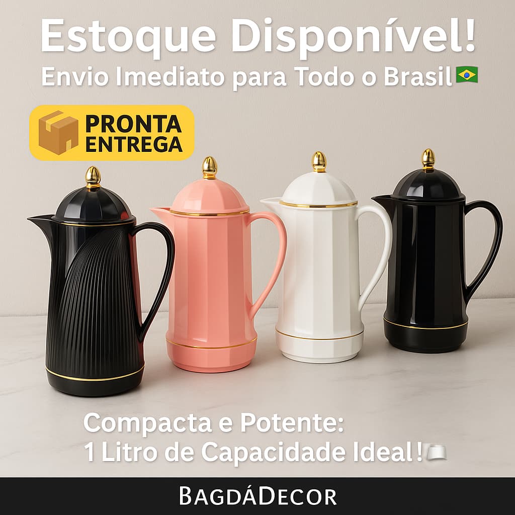 Garrafa Térmica Elegante 1L com Vedação Segura e Interior de Vidro Café Chá | BagdáDecor