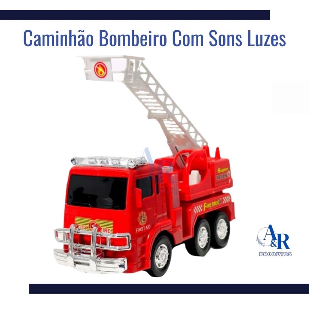 Carro Carrinho Caminhão Bombeiro Com Sons e Luzes a Pilha