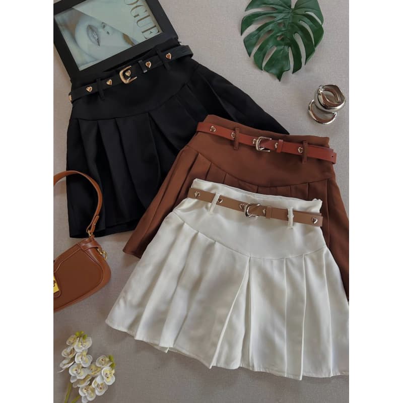 Short Saia Feminino Alfaiataria Plissado sem cinto Estilo Colegial Tendência Verão