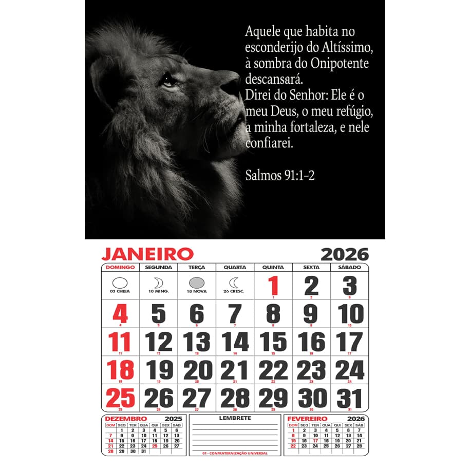 Calendário/Folhinha artesanal 2026 - SALMOS - Feriados e fases da lua. Leia a descrição!!!
