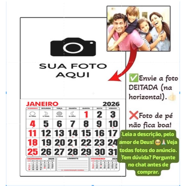 Calendário/Folhinha artesanal de parede 2026 - PERSONALIZADO! *LEIA A DESCRIÇÃO, POR FAVOR!!!*