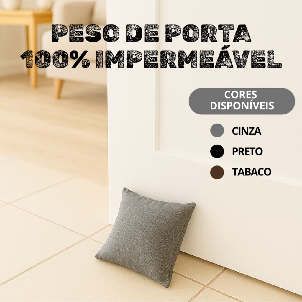 Peso para Porta Impermeável Almofadinha Quadrado Decorativo Cinza Preto Marrom