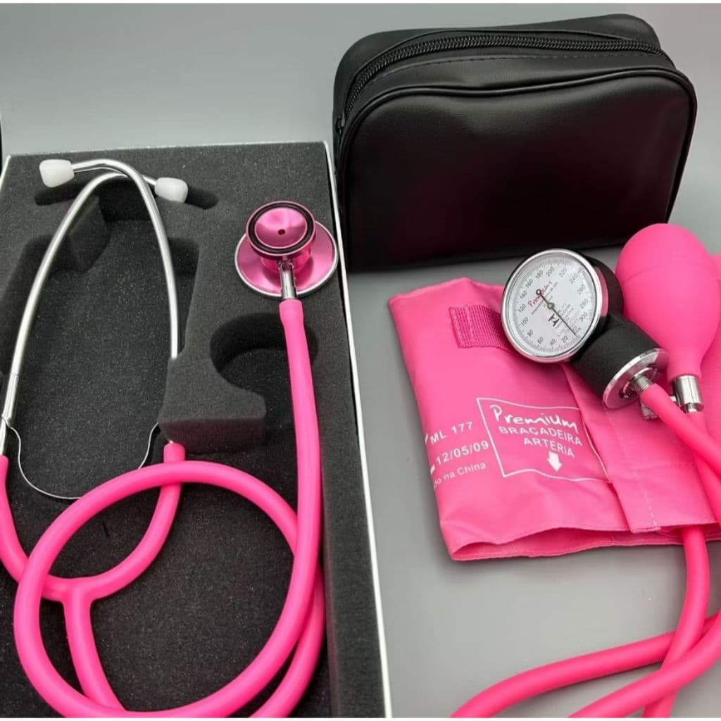 Kit Enfermagem Rosa Aparelho De Pressão Bioland Para Enfermeira Enfermeiro Fisioterapia Odontologia