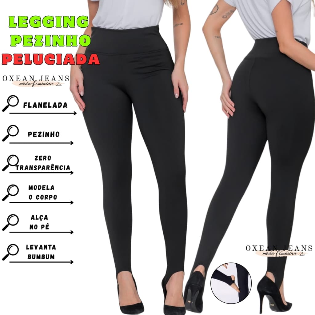 Legging Pezinho Flanelada Grossa Calça Leg Peluciada Cintura Alta Térmica