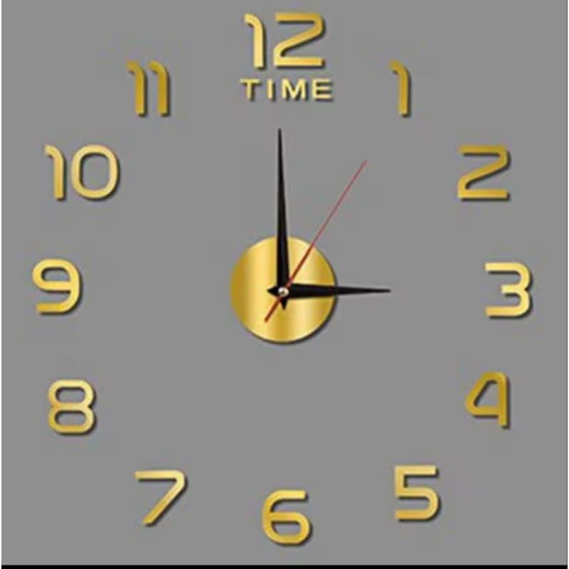 Relógio de parede 3D Cor Ouro e Prata acrilico espelhado