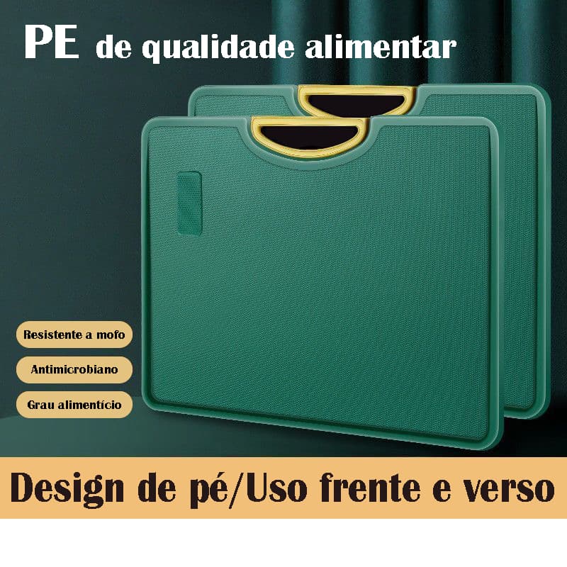 Tábua de Corte Retangular Antibacteriana À Prova De Mofo Com Alça Anti-rachaduras Cozinha