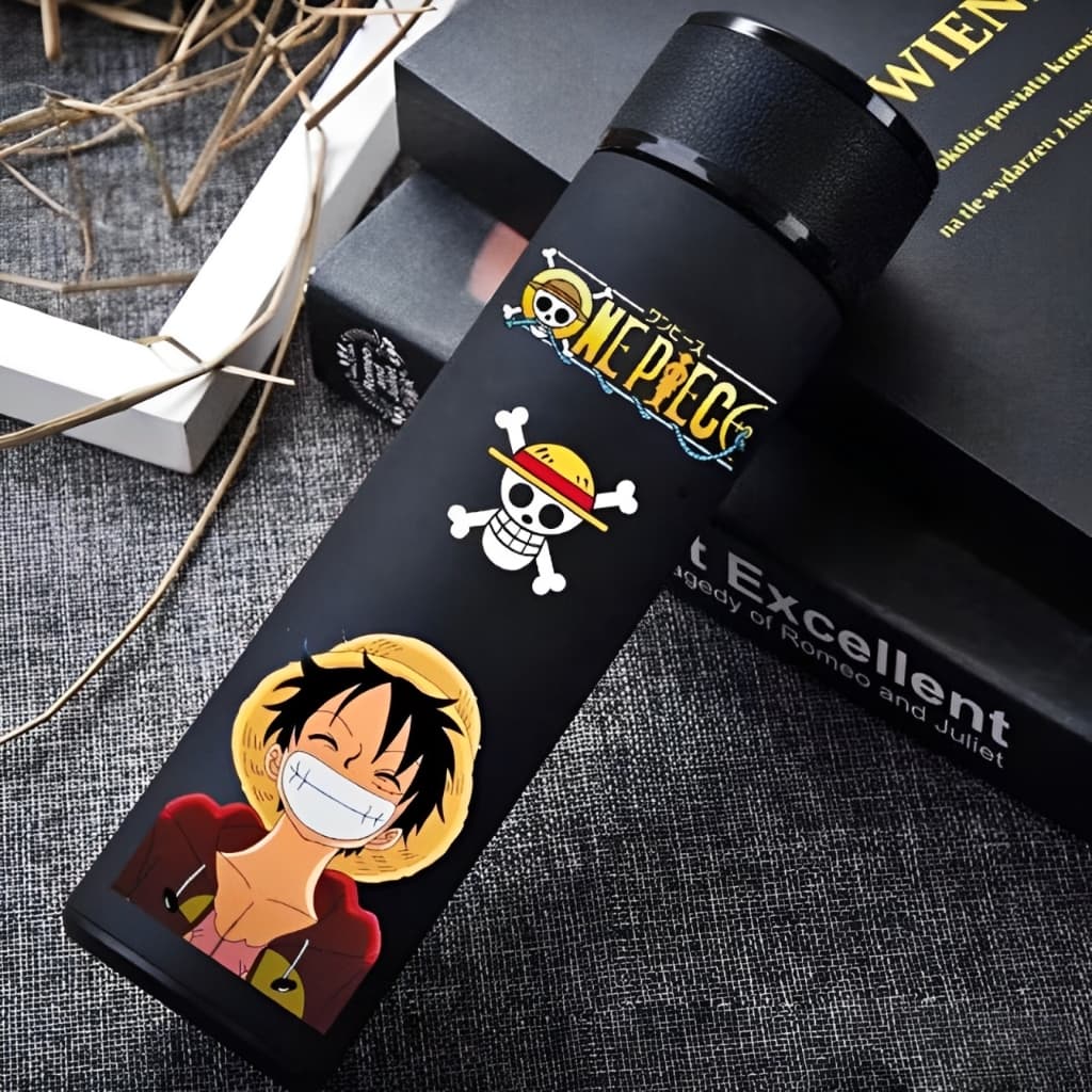 Garrafa Térmica Anime One Piece Luffy Com Termômetro Inteligente 01 Digital Com Led Anime