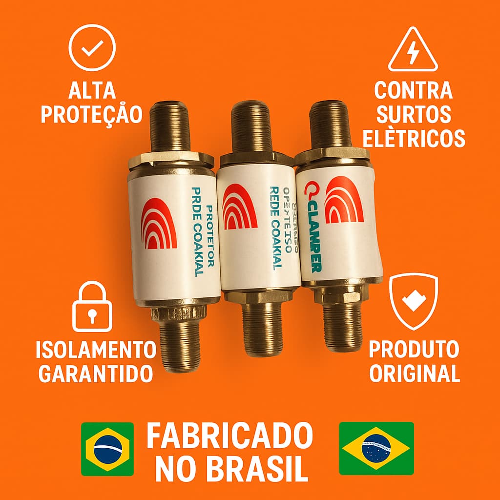 Protetor Isolador Coaxial CLAMPER Original ⚡ Alta Proteção Contra Raios e Surtos – Produto Nacional