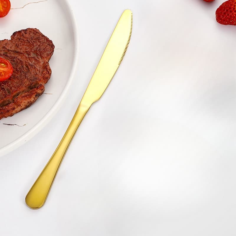 12 Peças De Talheres De Aço Inoxidável, Faca De Jantar Multifuncional De Aço InoxidáVel/ Ouro/Premium