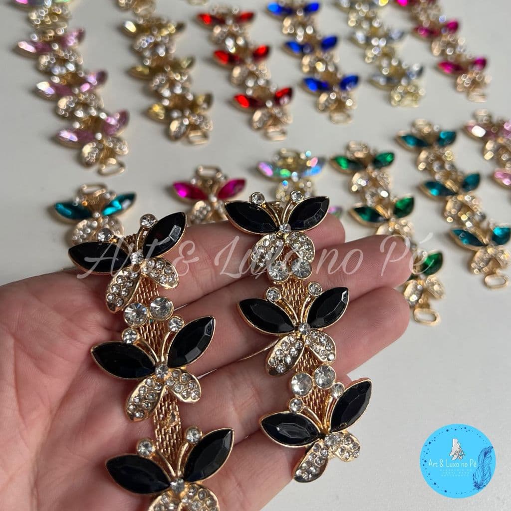 Cabedal Lateral Trio Borboleta Sem Pino Para Chienelos Diversas Cores