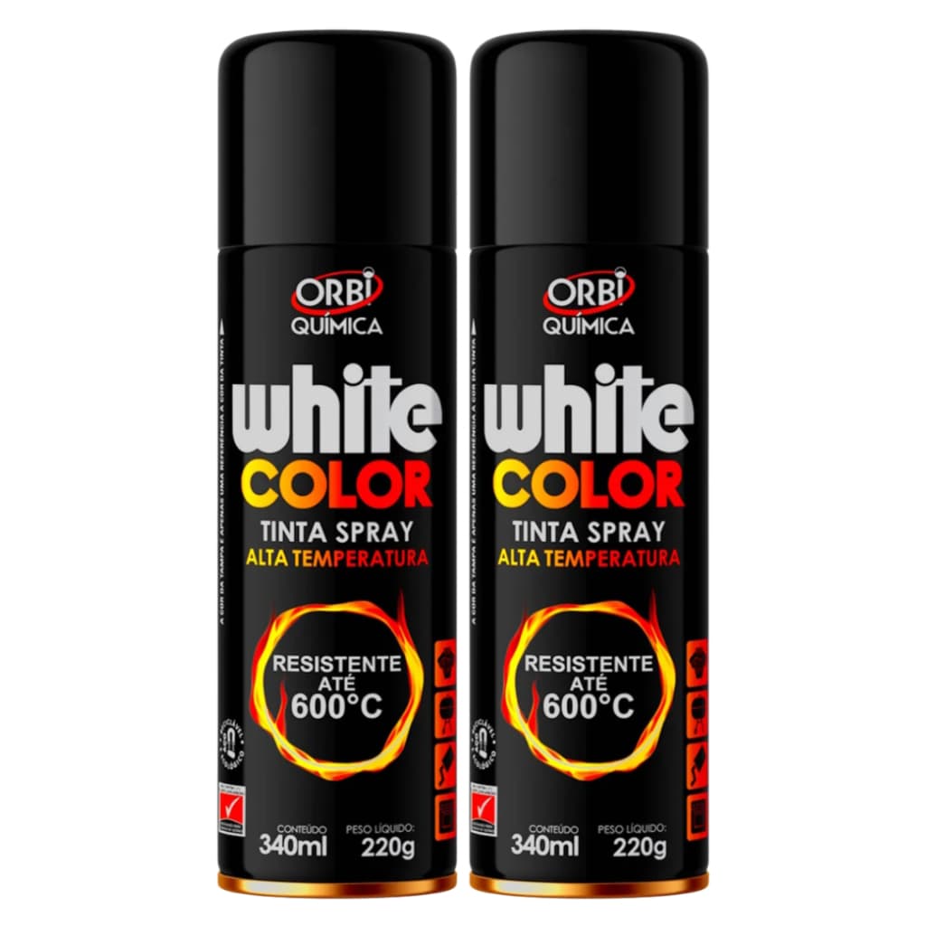 Kit 02 Unidades Spray Tinta Preto Alta Temperatura Para Canos Motores 600°C