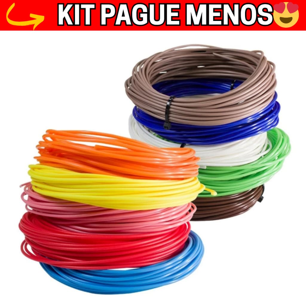 Refil Filamento Abs Kit 10 Cores 25/50/100 M Impressora 3d Caneta Cores Variadas