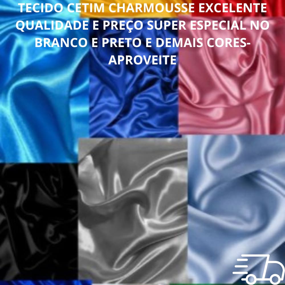 "Tecido Cetim Charmousse 1,50m Largura - Brilhante Para Robes, Noivas e Decoração - Metro Inteiro"