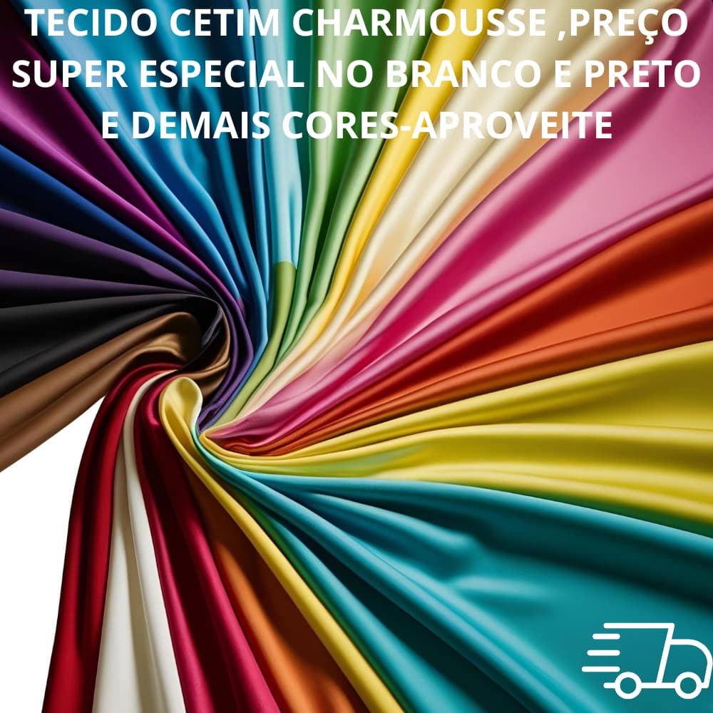 "Tecido Cetim Charmousse 1,50m Largura - Brilhante Para Robes, Noivas e Decoração - Metro Inteiro"