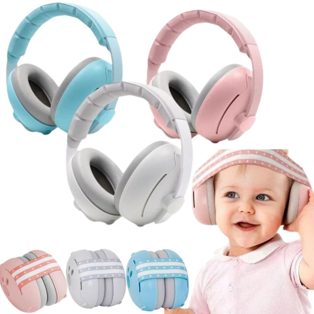 Abafador de Ruídos para Bebês e Crianças Protetor de Barulho 2 em 1 Diminui Som para Neném Dormir Com Arco Faixa