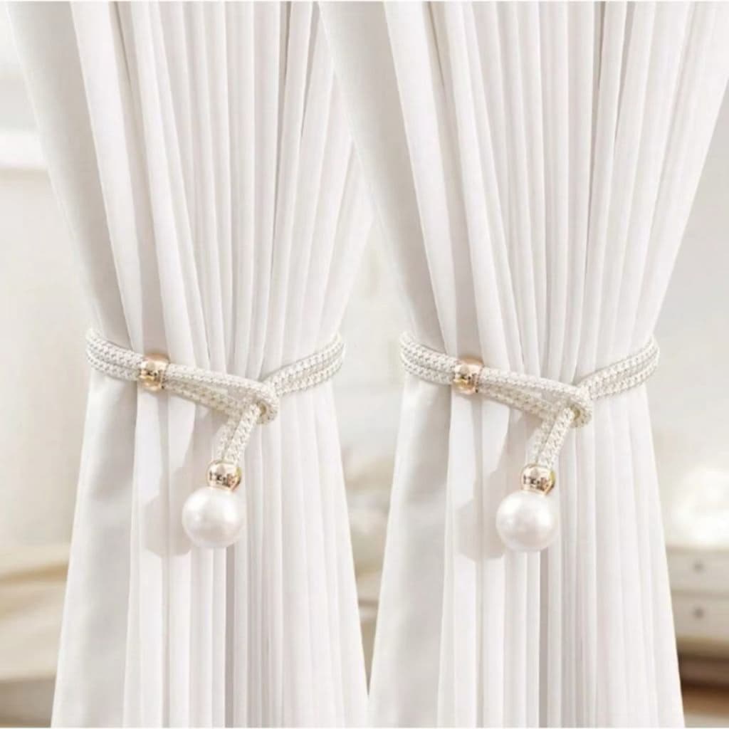 Kit Com 2/4 Prendedor Anel Fivela Fixo Para Cortina Pérola Enfeite Decorativo