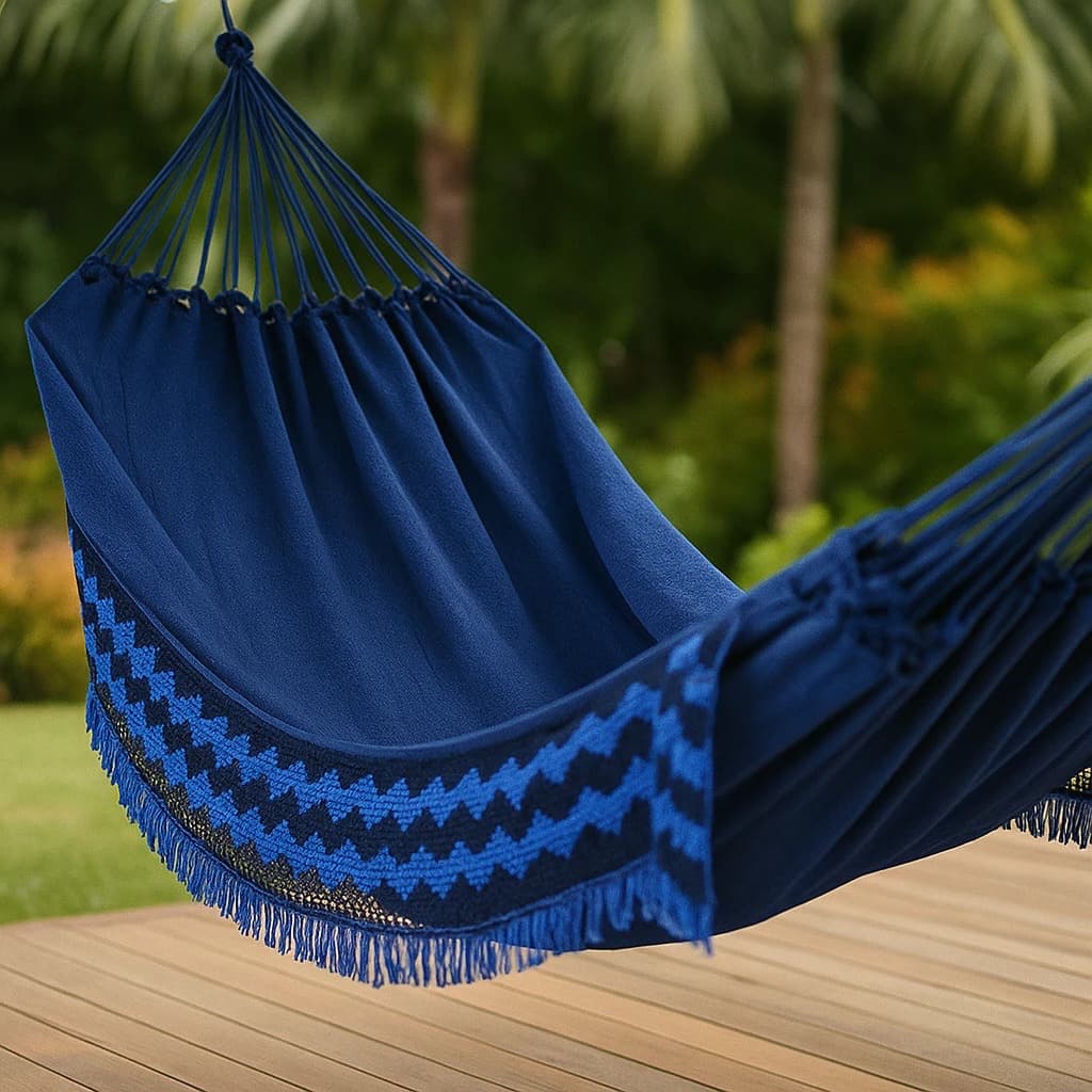 Rede De Dormir Descanso Modelo Jeans Gigante 4 Metros Com Varanda