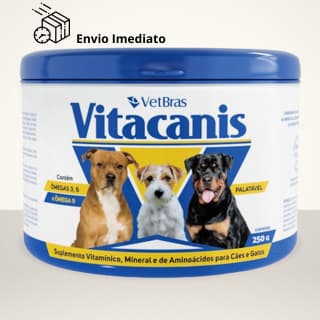 Suplemento Vitamínico para Cães Vitacanis 250g ideal para animal filhote e idoso