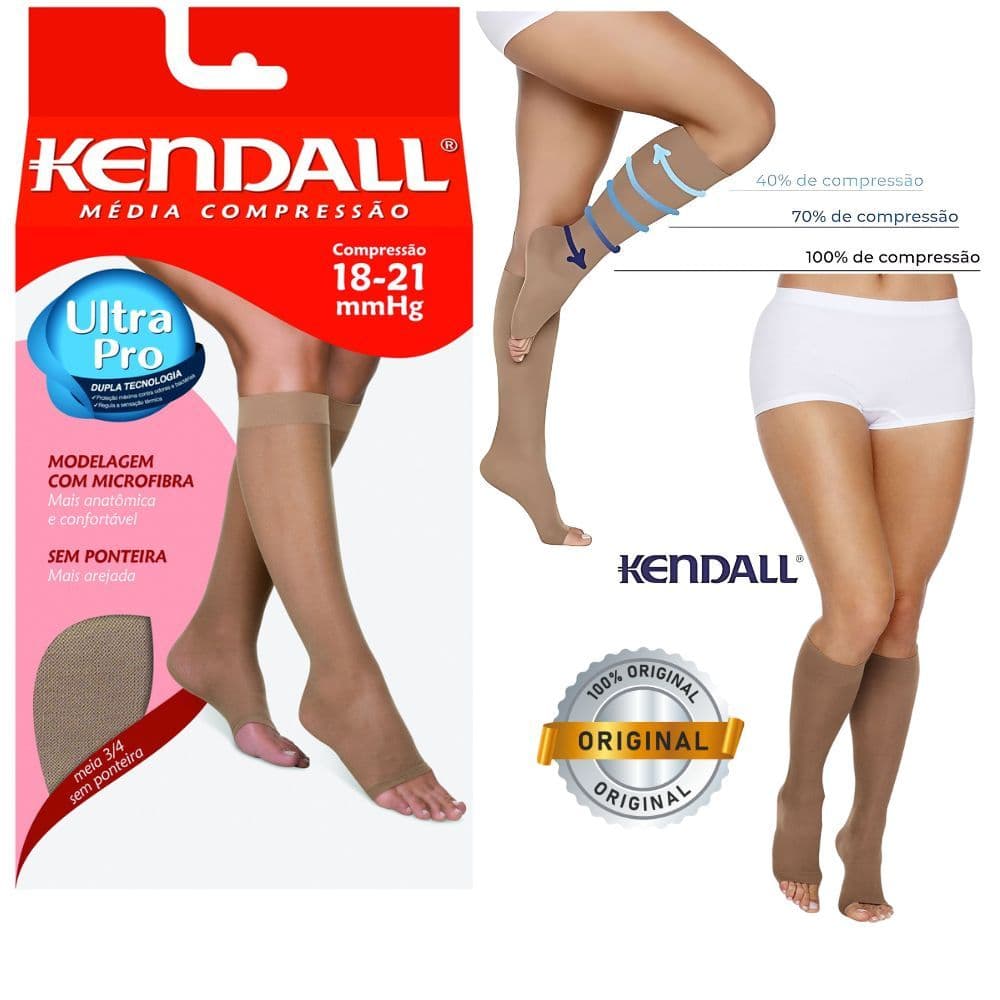 Meia Calça Feminina Kendall 3/4 sem Ponteira Média Compressão 18-21 mmHg Original Envio Rápido