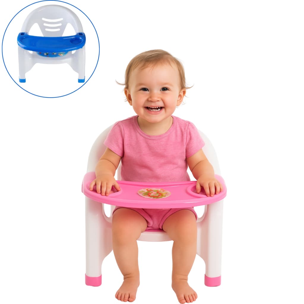 Cadeirinha Alimentação Infantil Portátil Até 25kg Azul Rosa