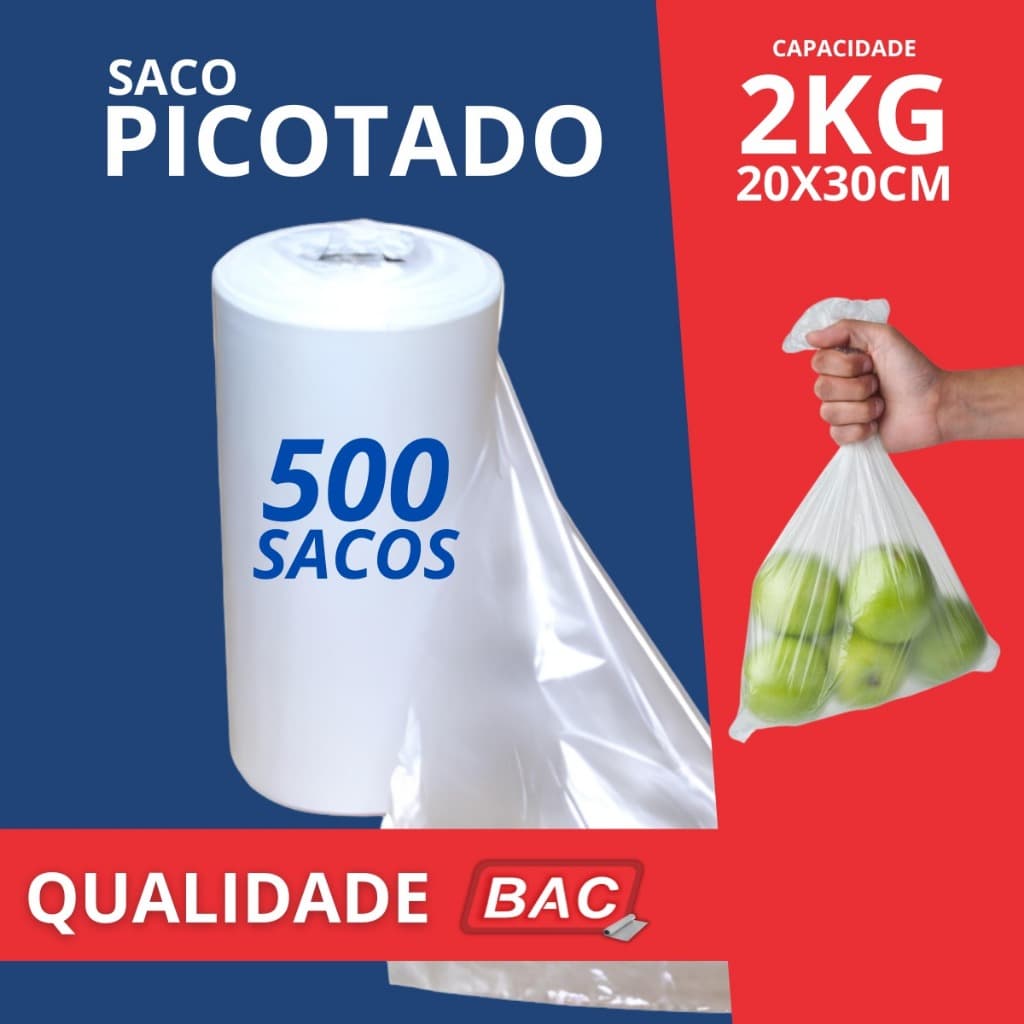 Bobina Picotada 20x30 2kg 500 Sacos Plástico Armazenar Embalar Alimentos Freezer Qualidade BAC