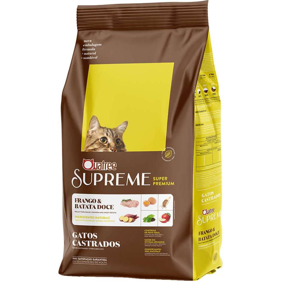 Ração Quatree Supreme para Gatos Castrados sabor Frango e Batata Doce 10.1 Kg