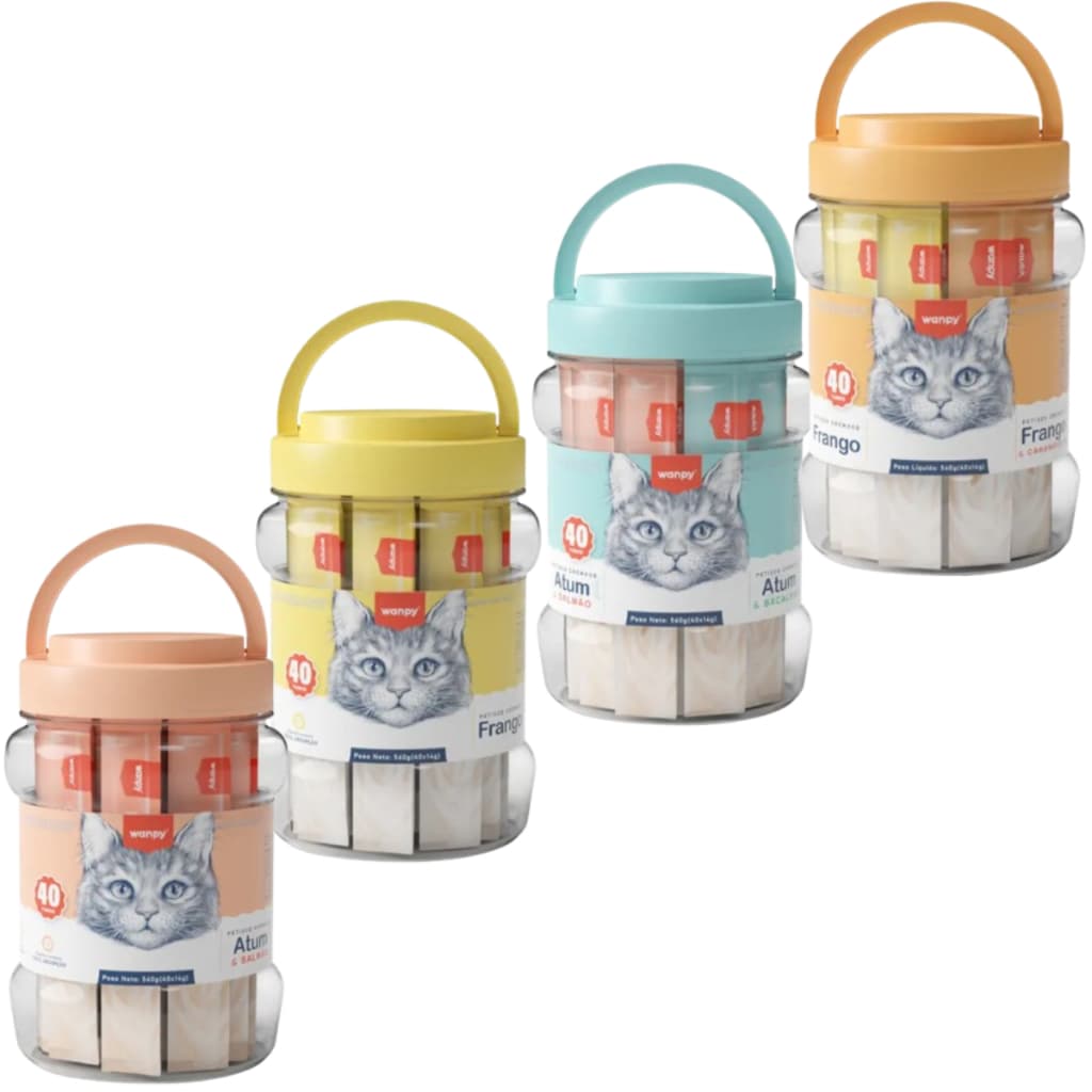 Wanpy Creamy  Pote Com 40 tubos Petisco Para Gatos 560g