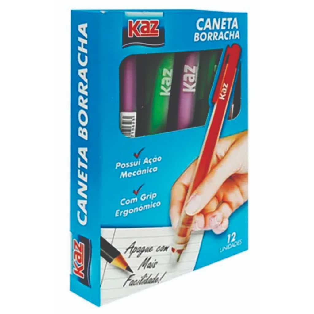 CANETA BORRACHA KAZ 04 UNIDADES, MATERIAL ESCOLAR, ESCRITÓRIO