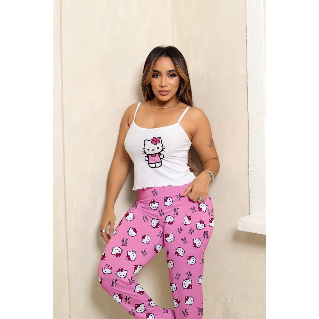 CONJUNTO PIJAMA BLOGUEIRA CALÇA PERSONAGENS PINK