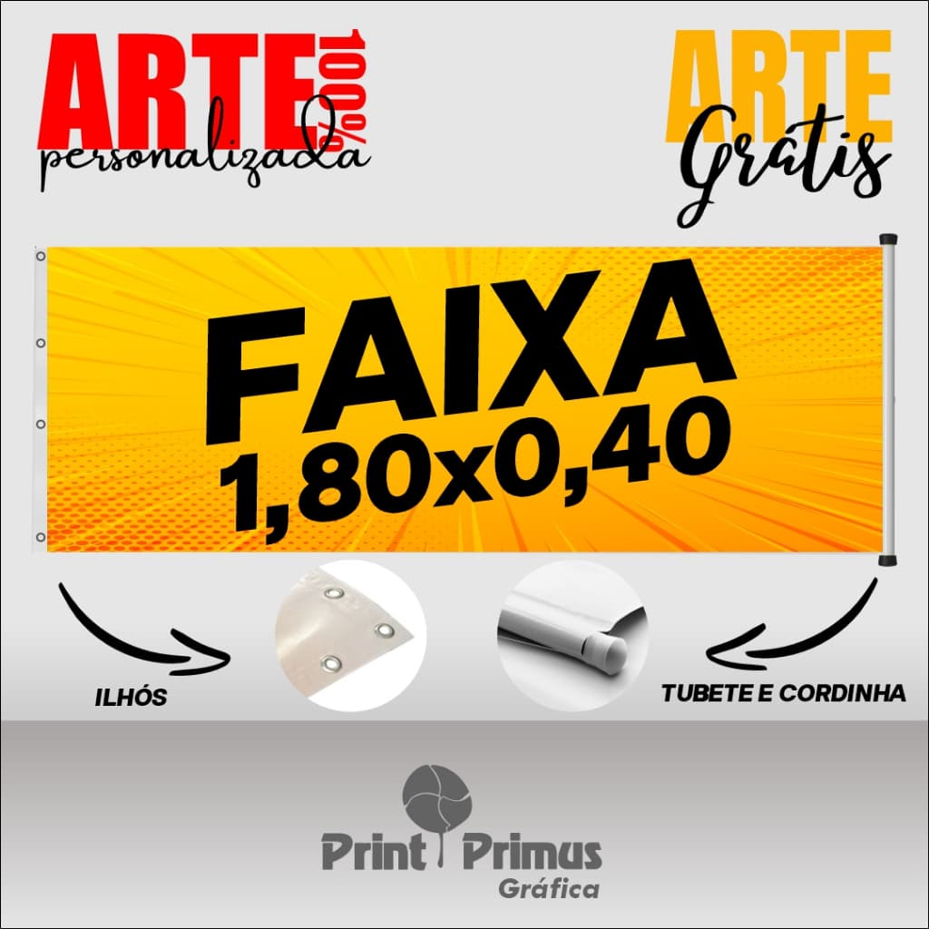 Faixa/Lona 1,80x0,40cm - Personalizada