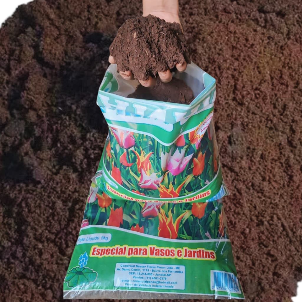Terra Vegetal Orgânica Adubada pronta para uso PANAN até 10kg