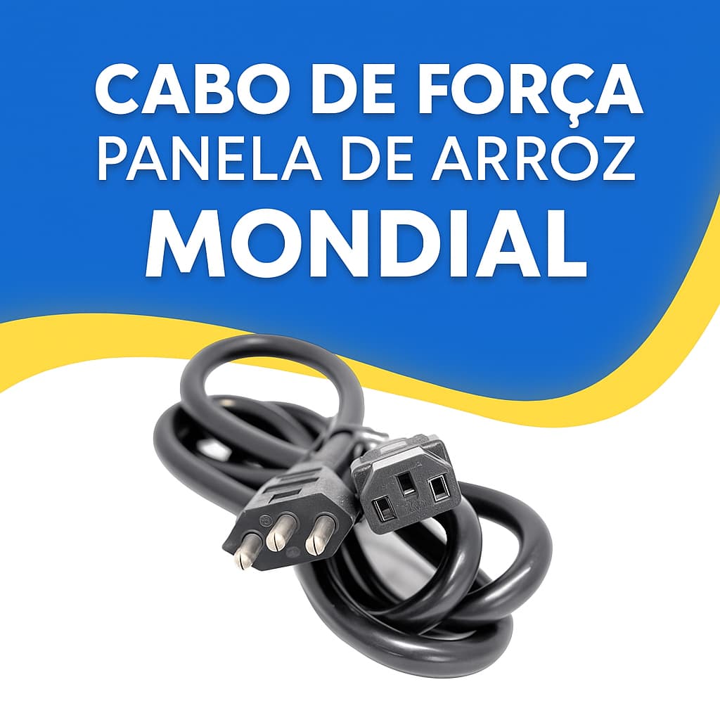 Cabo de Força para Panela de Arroz Elétrica Mondial 3 Pinos Bivolt Removível Universal Compatível