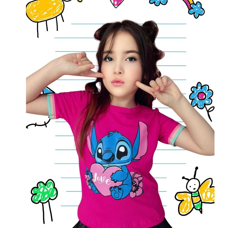 Tshirt Blusinha feminina baby look tshirt viral blogueirinha manga barrinha coloridas infantil criança menina