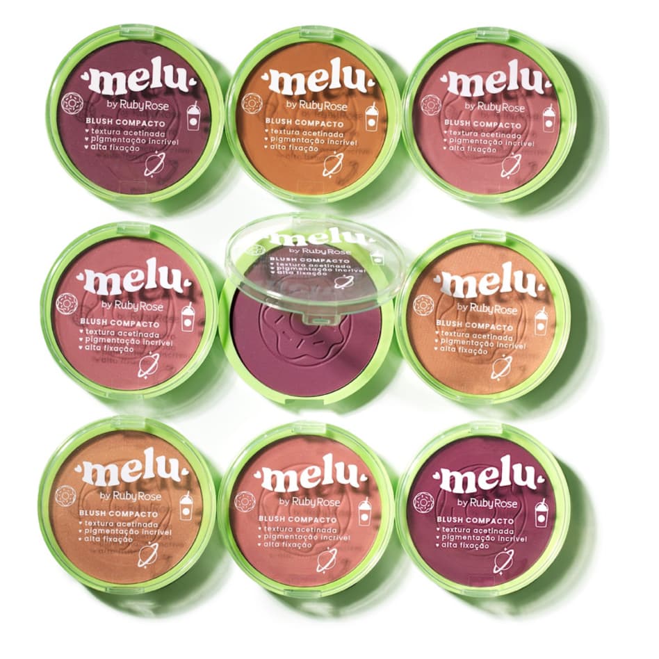 Blush Compacto Efeito Natural Melu By Ruby Rose 10g