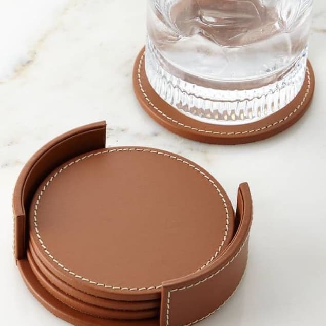 Porta Copos Kit 6 Conjunto de Courino Bolacha Para Copo Chopp Material Premium Costurado Dupla Face