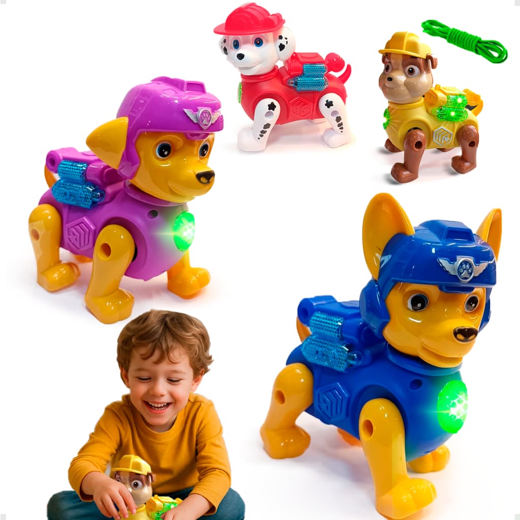 Brinquedo Infantil Cachorro Patrulha Canina Fujão Babyland  Cachorrinho Robô Com Luz e Anda Pilha